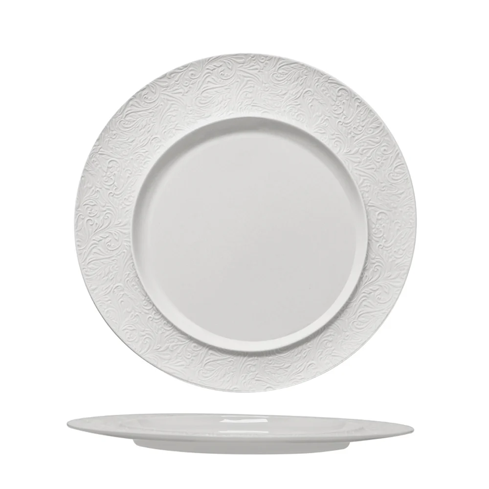 29 cm - Damasco Piatto Presentazione Gourmet In Porcellana Set 4 Pz
