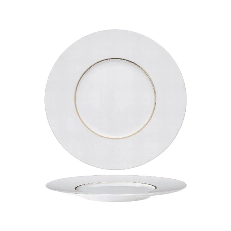 29 cm - Ligne D'Or Piatto Piano In Porcellana - Set 6 Pz