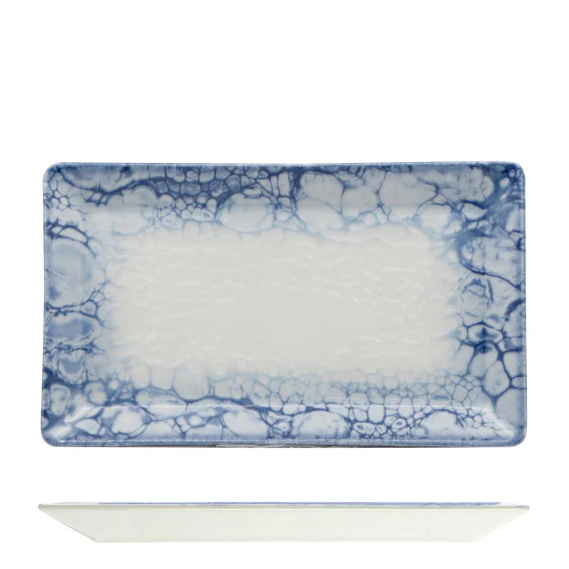 29x17.5 cm - Bubble Piatto Vassoio Rettangolare In Porcellana - Set 10 Pz