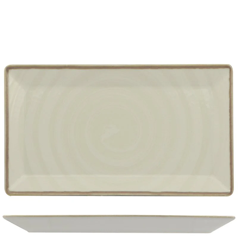 29x17.5 cm - Vortex Piatto Vassoio Rettangolare In Porcellana - Set 6 Pz