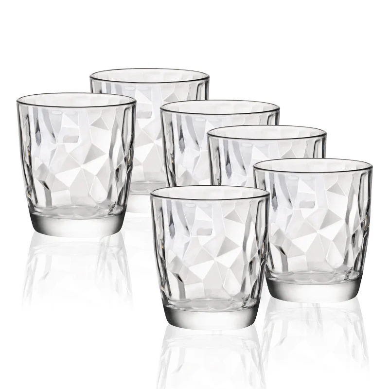 30.5 cl - Diamond Bicchiere Acqua in Vetro - Set 6 Pezzi