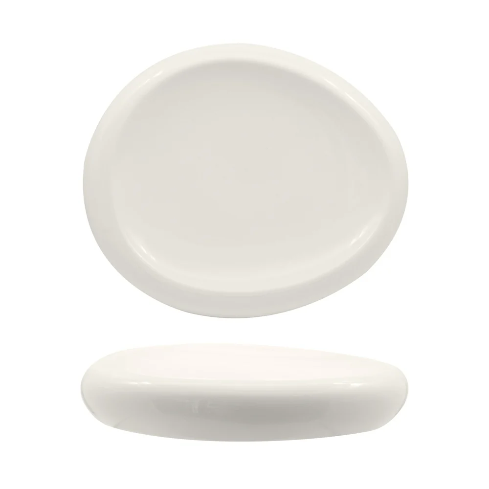 30.6x25.7 cm - Selecta Piatto Presentazione Alto Ovale In Porcellana Set 3 Pz