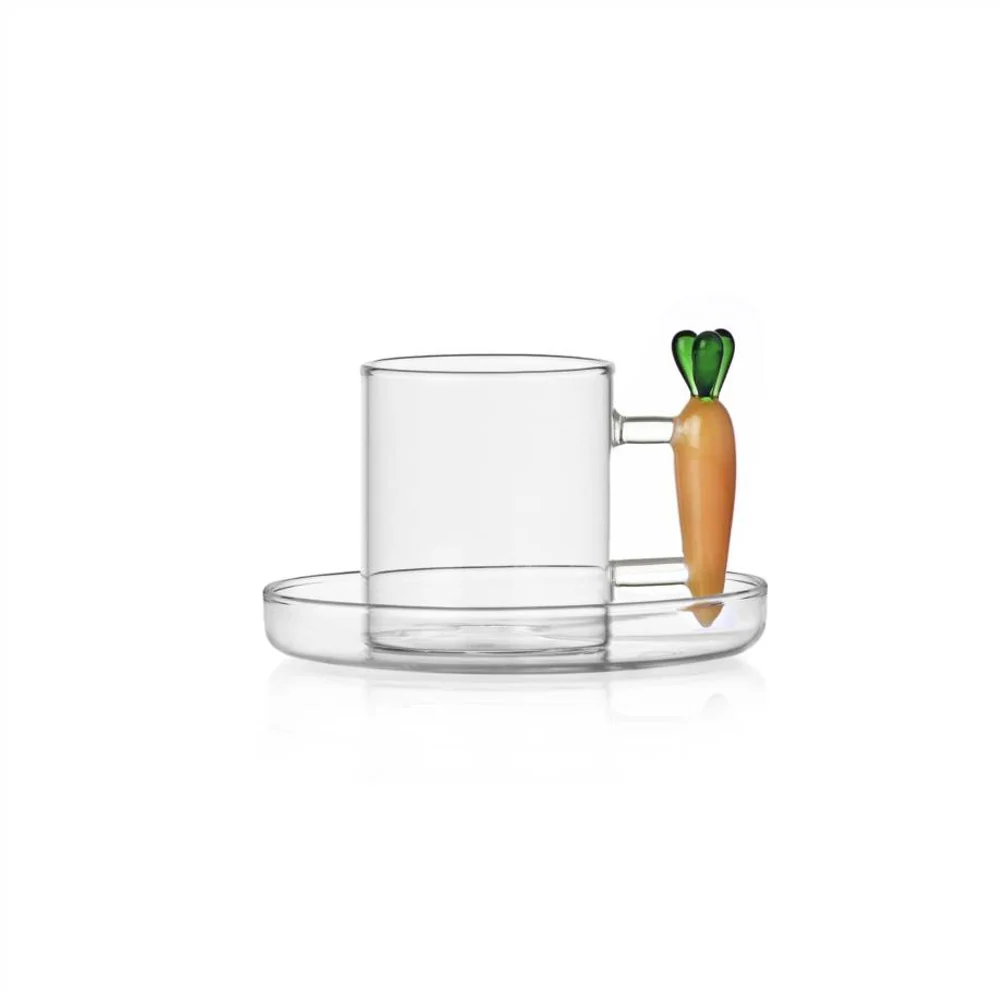 30 cl - Vegetables Tazza Caffè Con Piattino In Vetro Borosilicato - Image 3