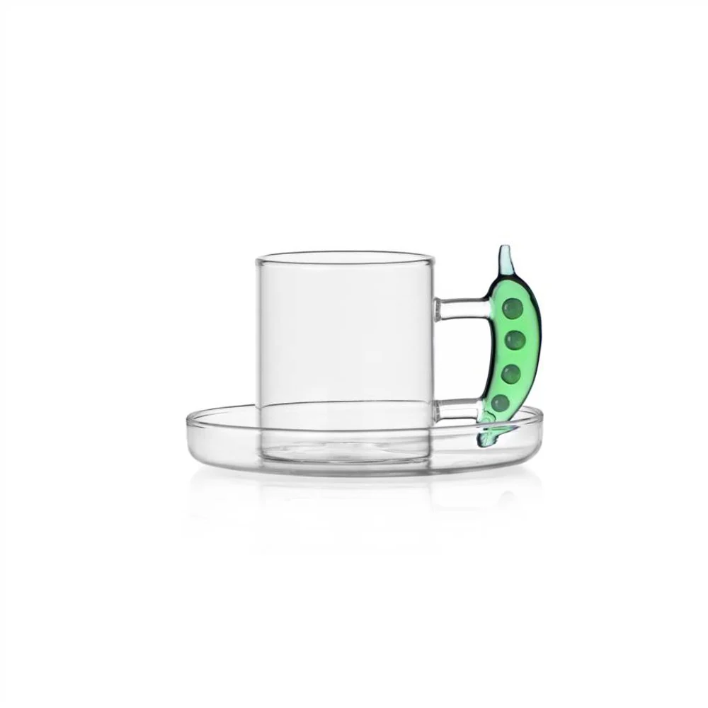 30 cl - Vegetables Tazza Caffè Con Piattino In Vetro Borosilicato - Image 4