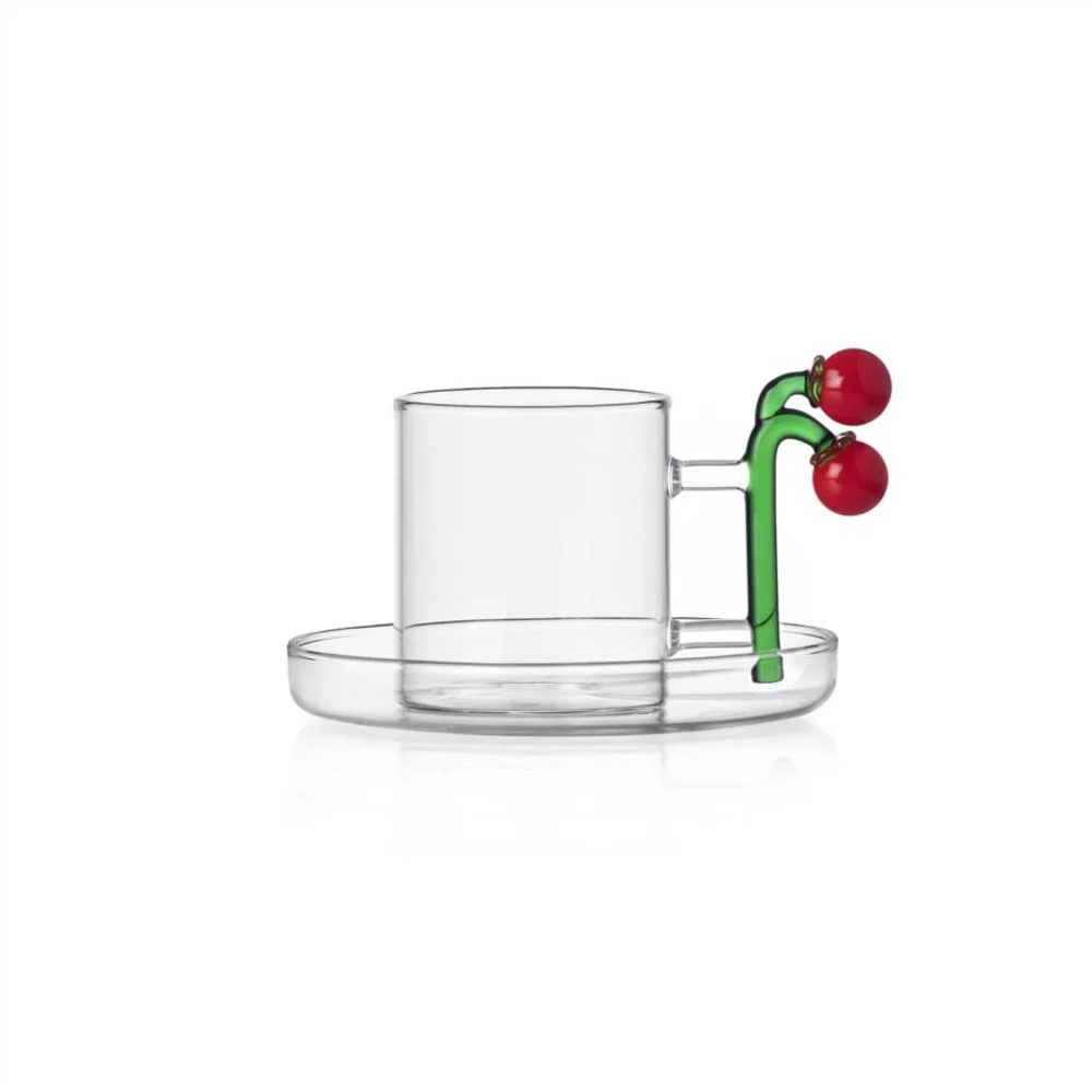 30 cl - Vegetables Tazza Caffè Con Piattino In Vetro Borosilicato - Image 5