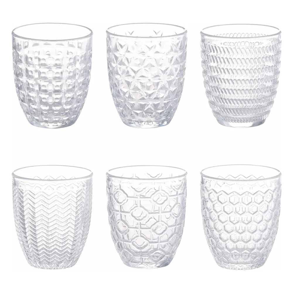 30 cl - Geometrie Bicchiere Acqua in Vetro - Set 6 Pezzi