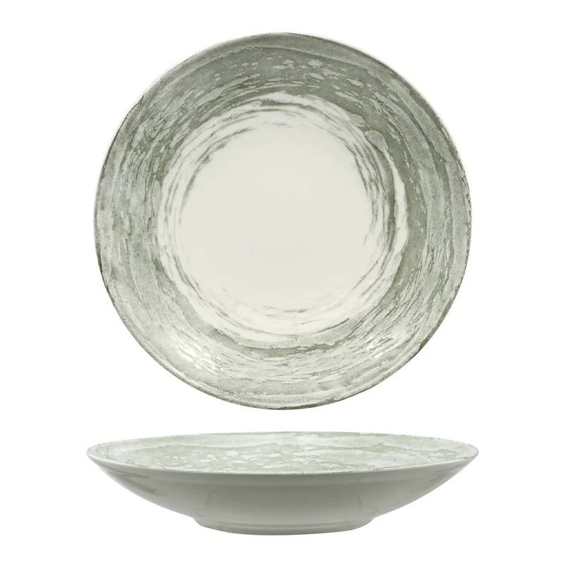 30 cm - Focus Grey Piatto Fondo In Porcellana - Set 6 pz