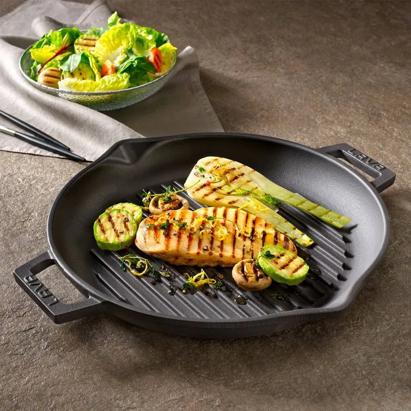 30 cm - Bistecchiera Grill Rotonda In Ghisa Smaltata - Image 2