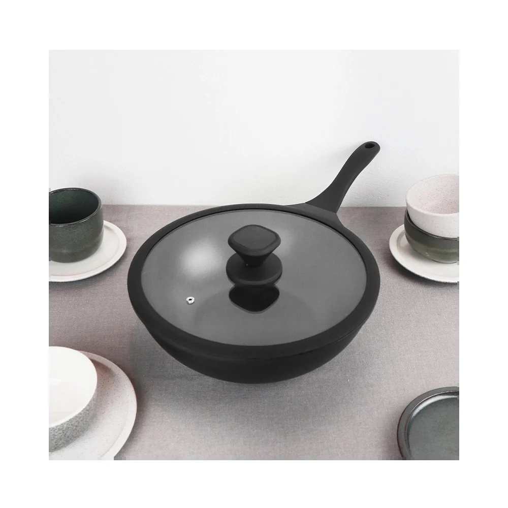 30 cm - Pro Wok Con Coperchio In Alluminio Antiaderente - Image 2