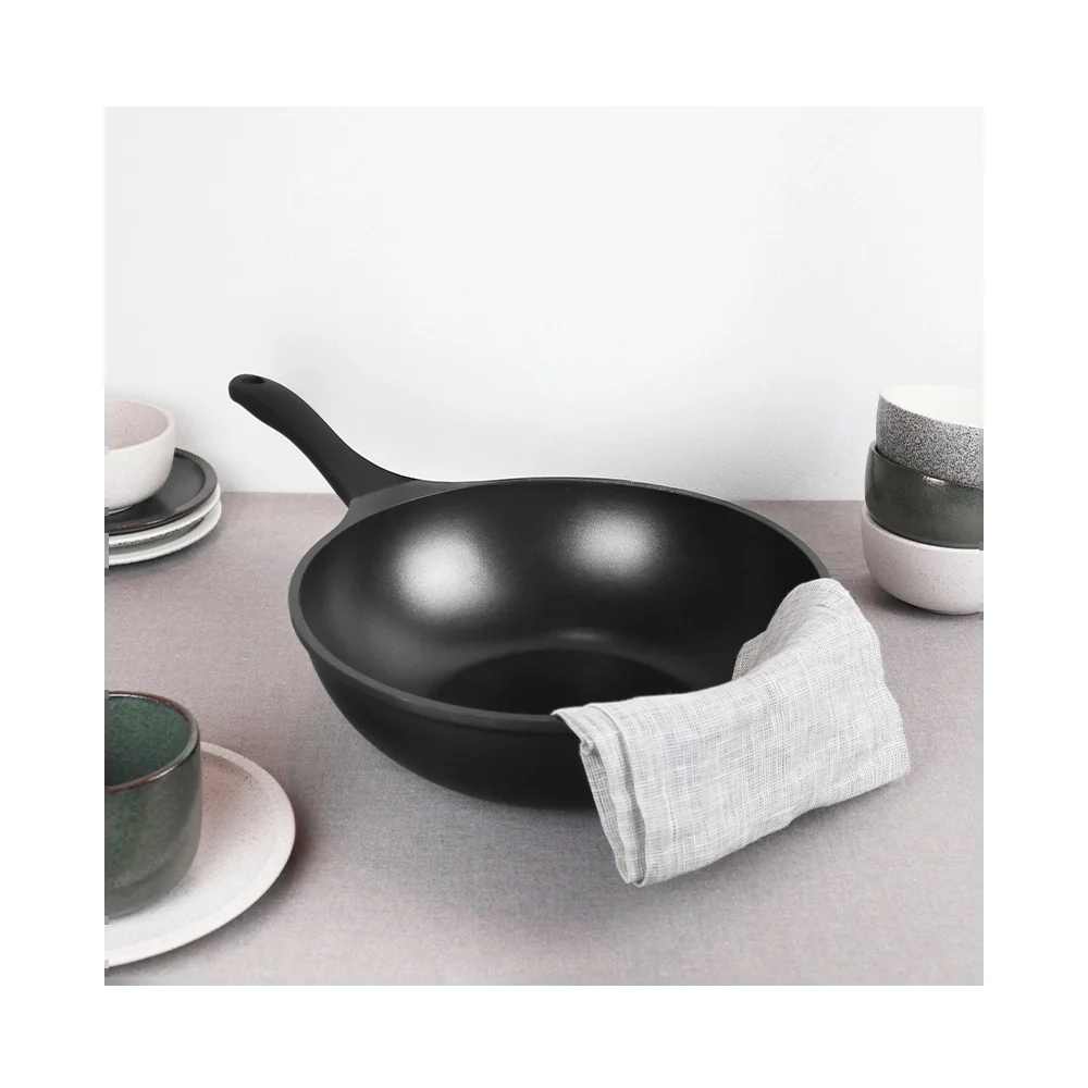 30 cm - Pro Wok Con Coperchio In Alluminio Antiaderente - Image 3