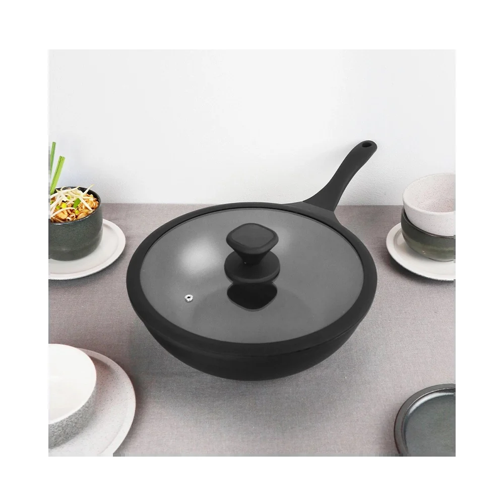 30 cm - Pro Wok Con Coperchio In Alluminio Antiaderente - Image 4