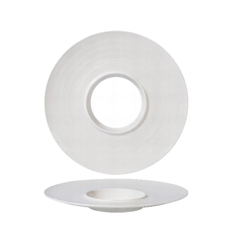 31.2 cm - Magnesium Plain Ring Piatto Presentazione Rotondo In Porcellana - Set 2 Pz