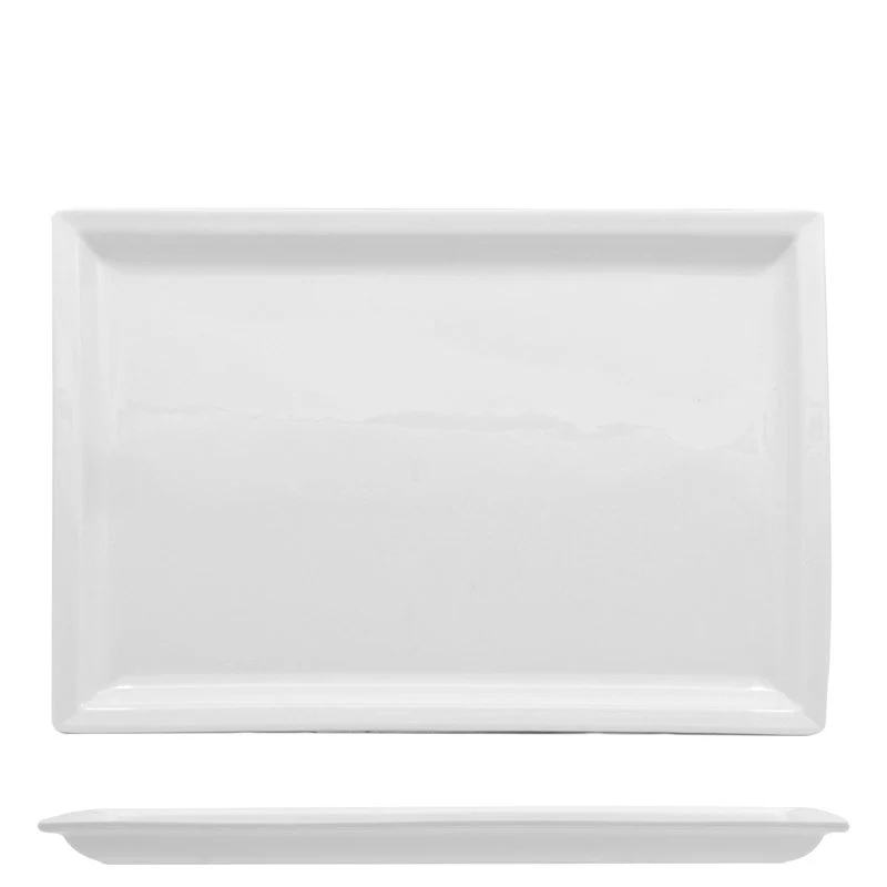 31x22 cm - Justwhite Piatto Vassoio Rettangolare In Porcellana - Set 3 Pz - Image 2