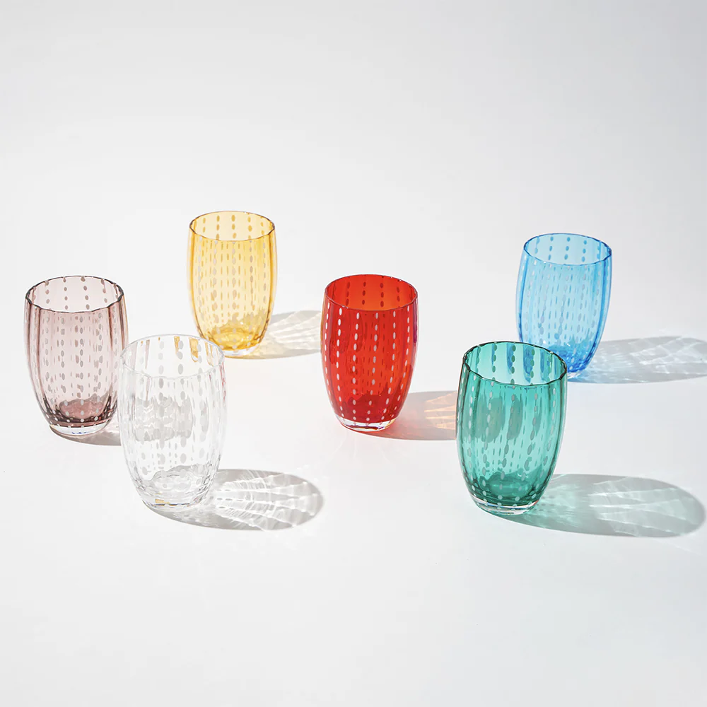 32 cl - Perle Bicchiere Acqua Pallini Bianchi in Vetro - Set 6 Pezzi - Image 27