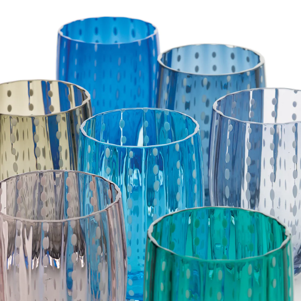 32 cl - Perle Bicchiere Acqua Pallini Bianchi in Vetro - Set 6 Pezzi - Image 4