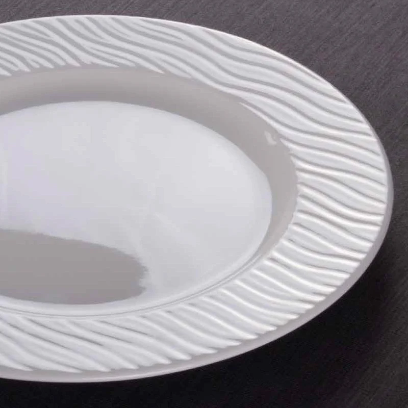32 cm - Ripple Piatto Vassoio Ovale In Porcellana - Set 6 Pz - Image 2