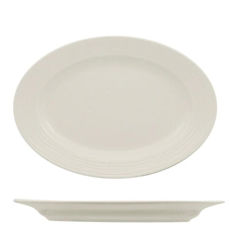 32x22 cm - Eclipse Piatto Vassoio Ovale In Porcellana - Set 6 Pz