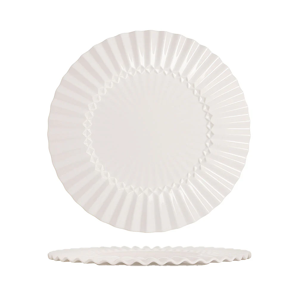 33.2 cm - Magnesium Stripes Piatto Presentazione In Porcellana Set 2 Pz