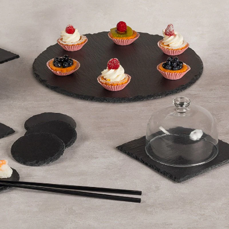 33 cm - Piatto Vassoio Rotondo In Ardesia - Set 6 Pz - Image 2