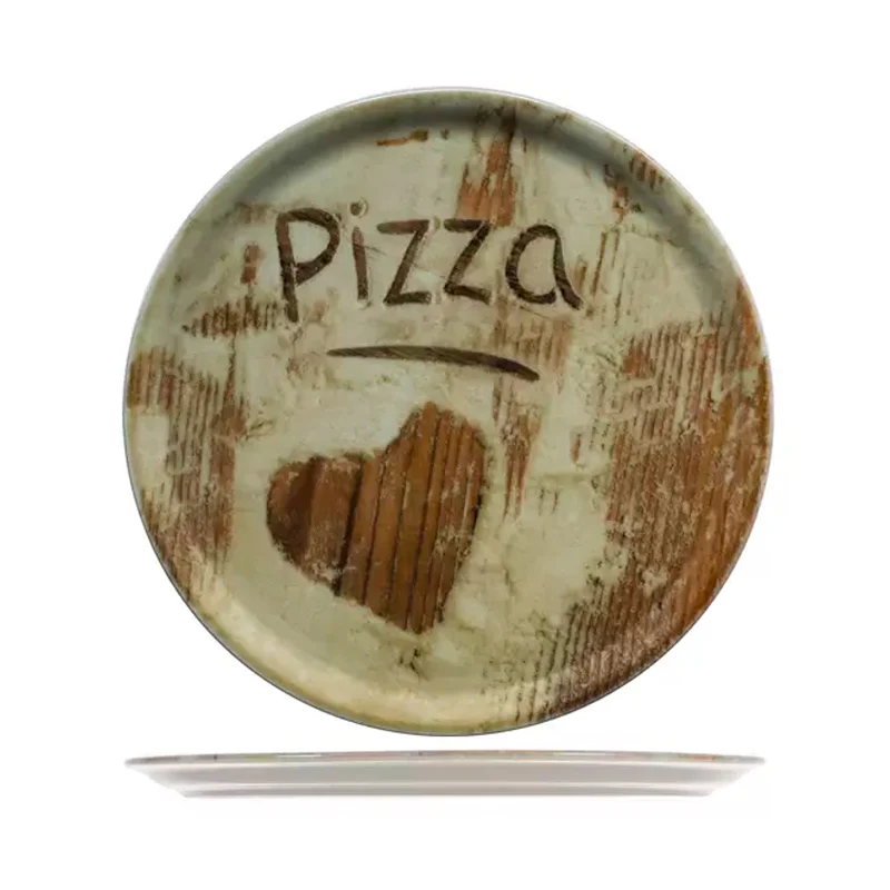 33 cm - Flour Piatto Pizza In Porcellana - Set 6 Pz
