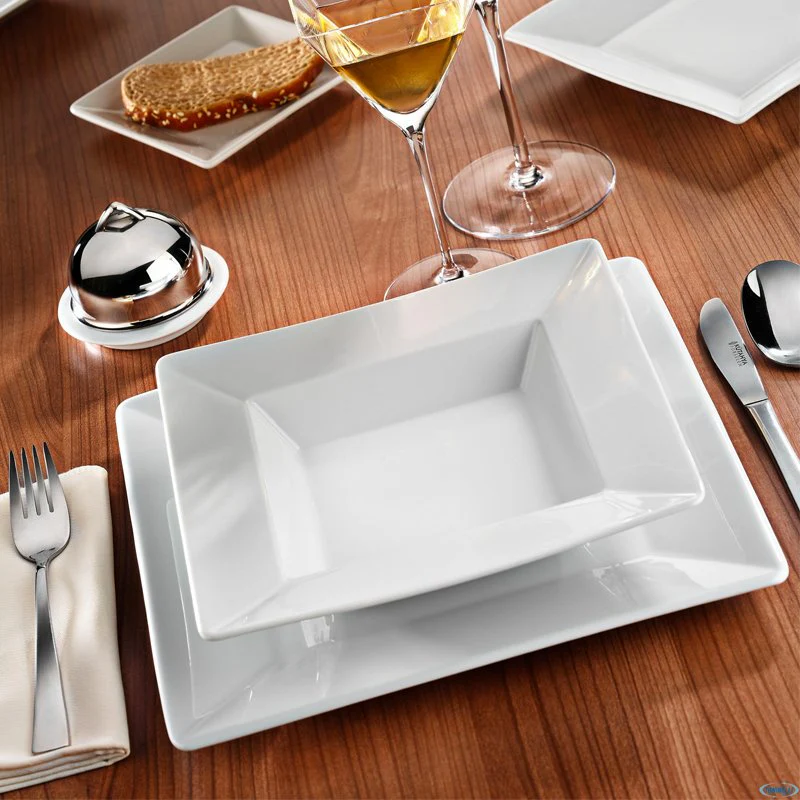 33x26 cm - Maya Piatto Vassoio Rettangolare In Porcellana - Set 6 Pz - Image 2