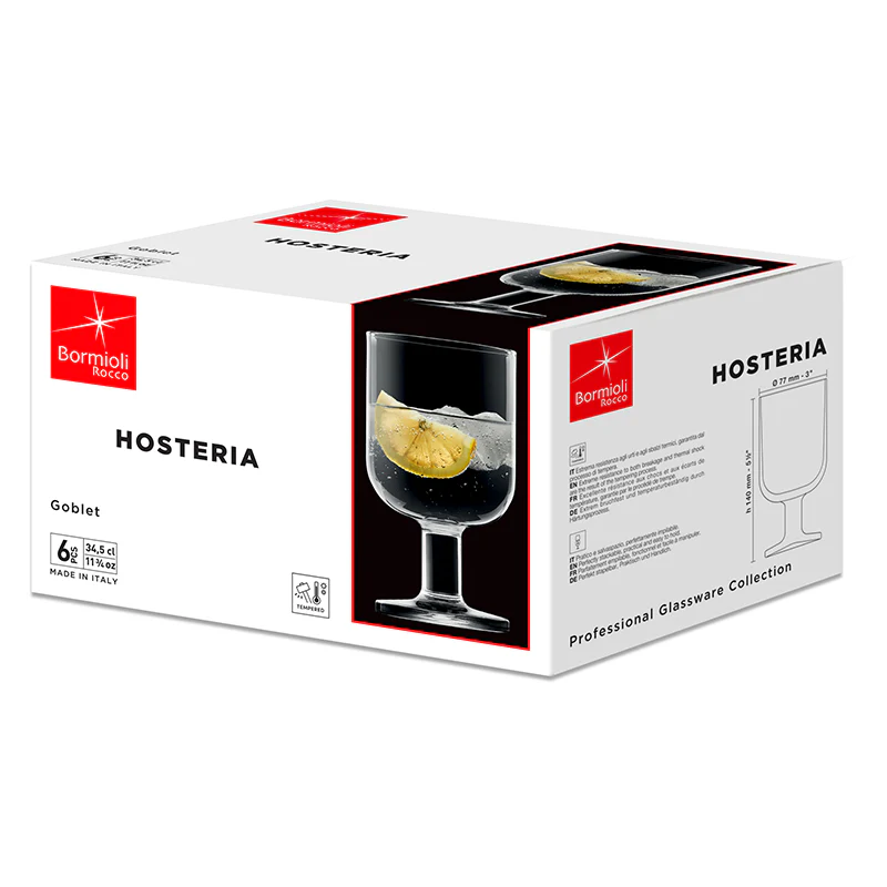 34.5 cl - Hosteria Calice Vino Rosso in Vetro Temperato - Set 6 Pezzi - Image 3