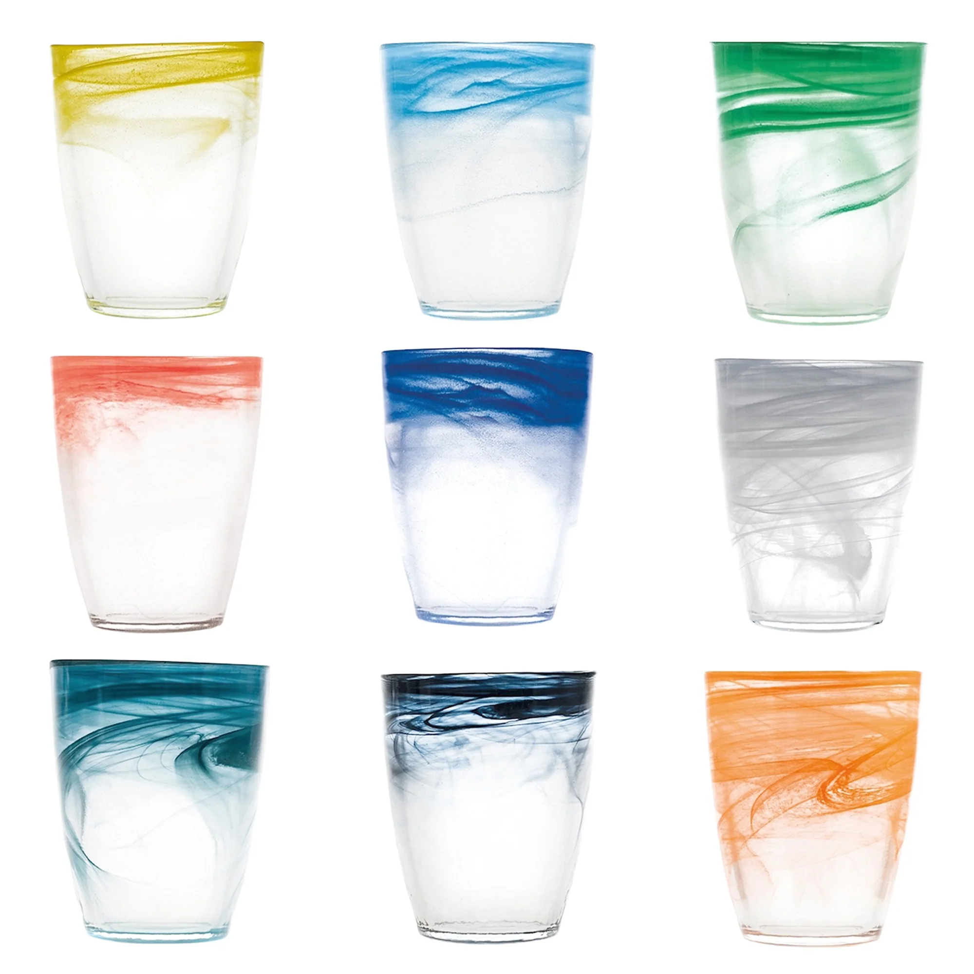 35 cl - Alabastro Bicchiere Acqua In Vetro - Set 9 Pz