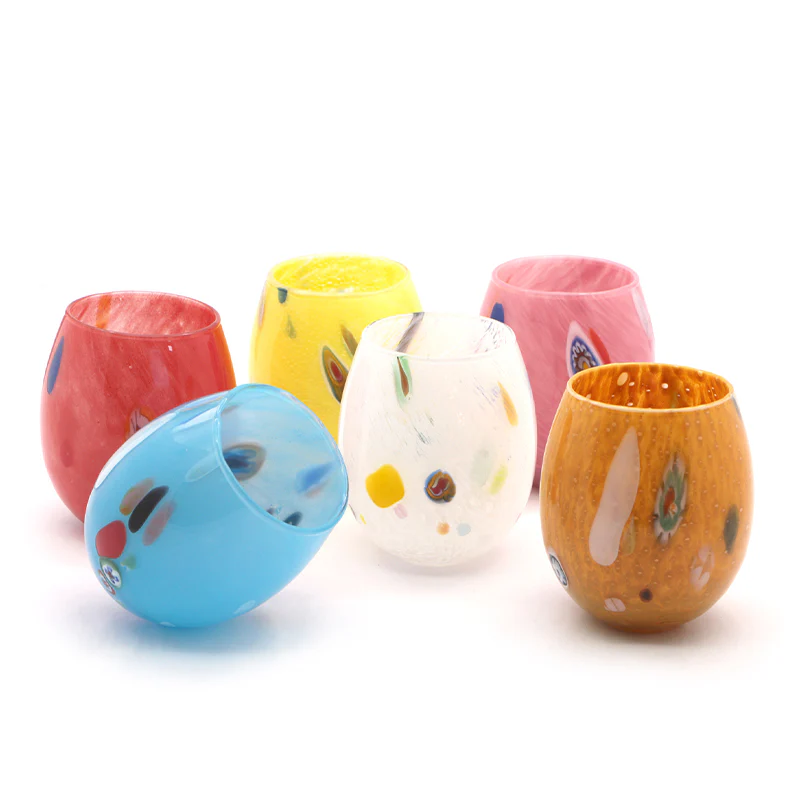 35 cl - Murano Bicchiere Acqua A Pois in Vetro - Set 6 Pezzi - Image 3