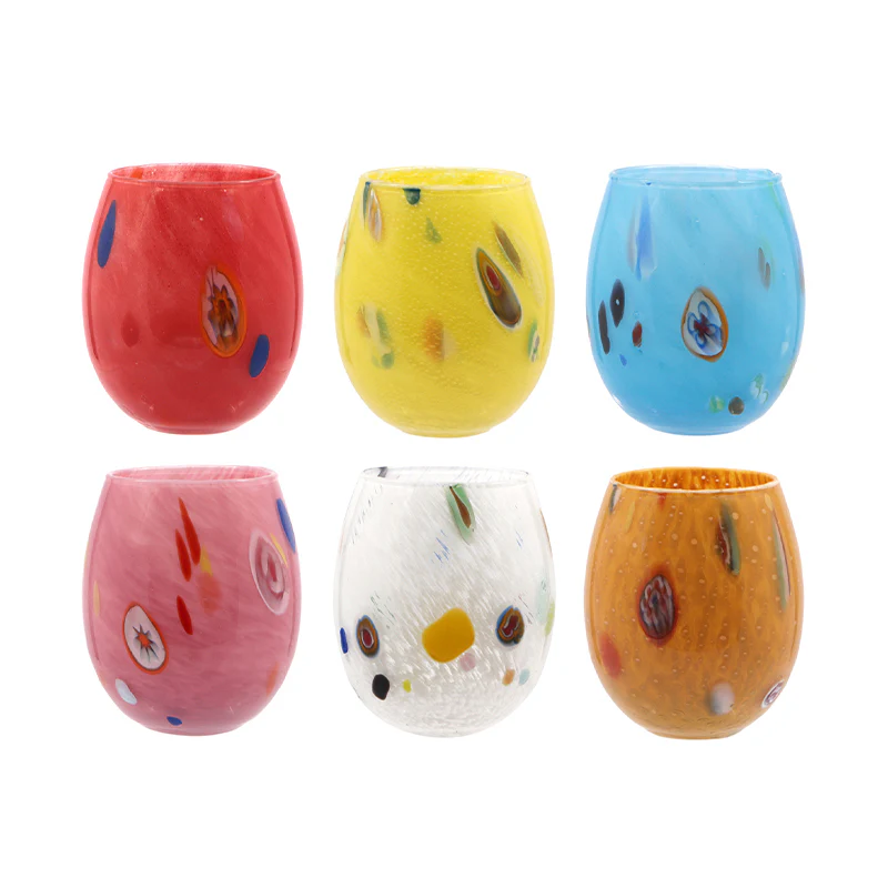 35 cl - Murano Bicchiere Acqua A Pois in Vetro - Set 6 Pezzi - Image 4