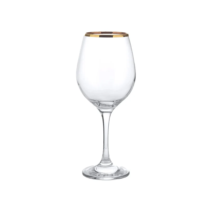 36.5 cl - Golden Touch Calice Vino Bianco Bordo Dorato in Vetro - Set 6 Pezzi