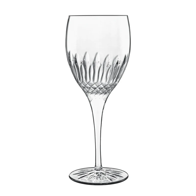 38 cl - Diamante Calice Vino Bianco Riesling in Vetro - Set 4 Pezzi