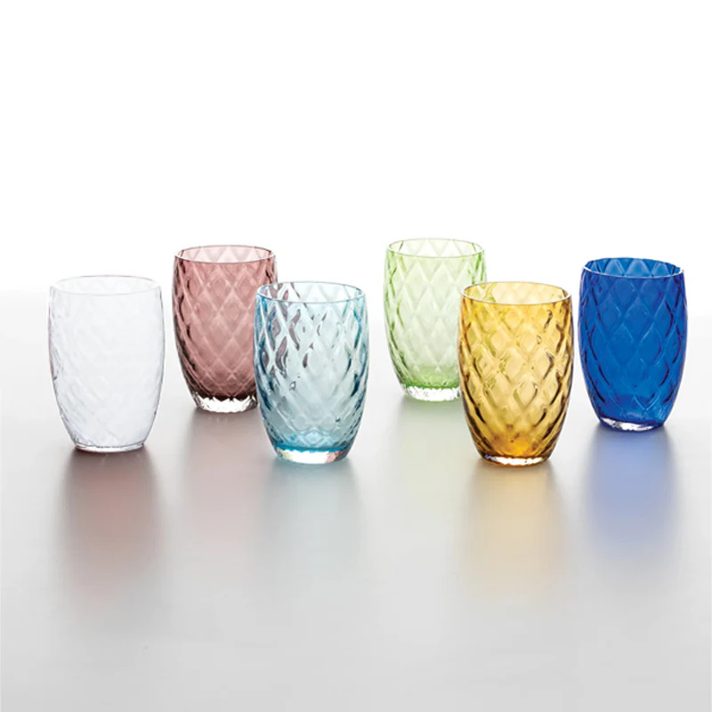38 cl - Losanghe Bicchiere Acqua in Vetro Soffiato - Set 6 Pezzi - Image 14