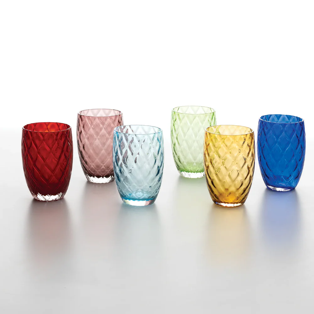 38 cl - Losanghe Bicchiere Acqua in Vetro Soffiato - Set 6 Pezzi - Image 21