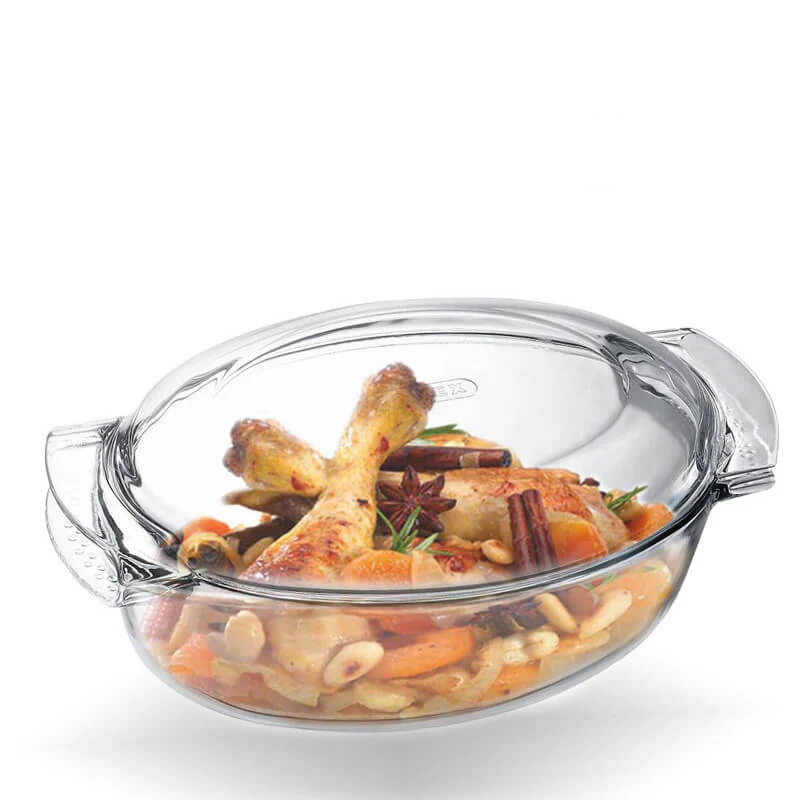 39x23 cm - Classic Easy Grip Casseruola Ovale In Vetro Borosilicato Con Coperchio