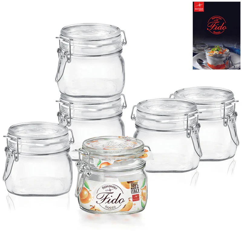 50 cl - Fido Vasetto Ermetico In Vetro Con Ricettario Fido - Set 6 Pz