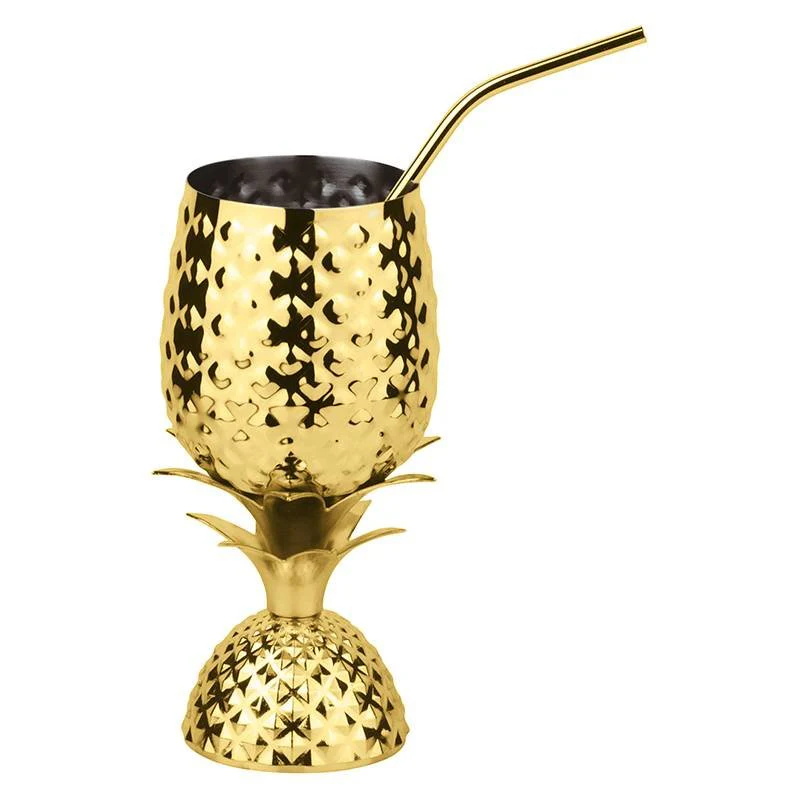 50 cl - Pineapple Bicchiere Cocktail Con Cannuccia In Acciaio Inox - Image 3