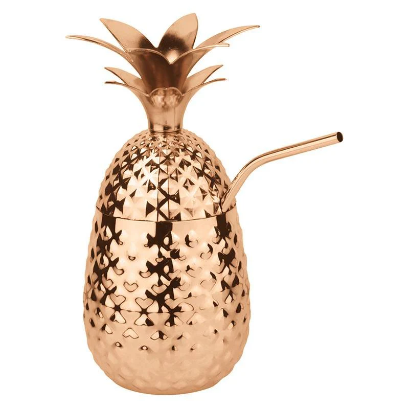 50 cl - Pineapple Bicchiere Cocktail Con Cannuccia In Acciaio Inox - Image 4