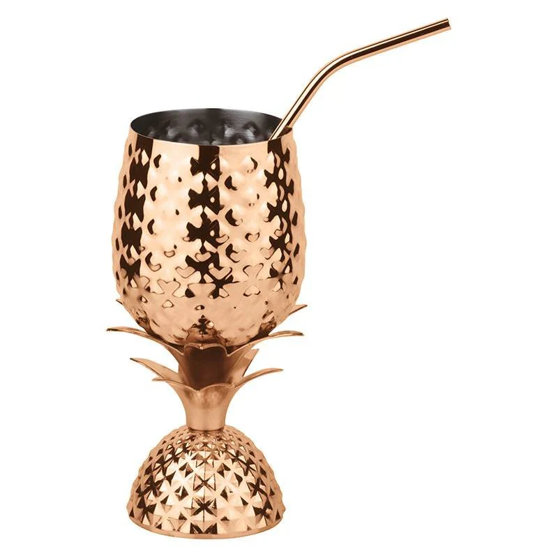 50 cl - Pineapple Bicchiere Cocktail Con Cannuccia In Acciaio Inox - Image 6