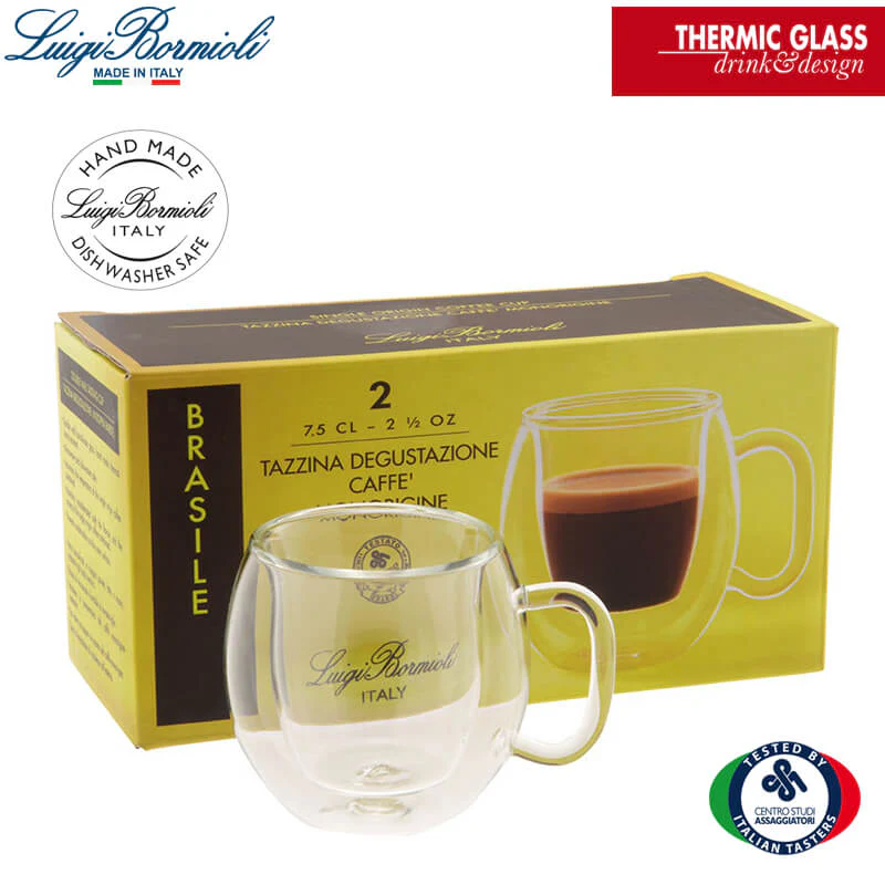 7.5 cl - Thermic Glass Tazza Caffé Espresso Monorigine Brasile In Vetro Termico - Set 2 Pz - Image 3
