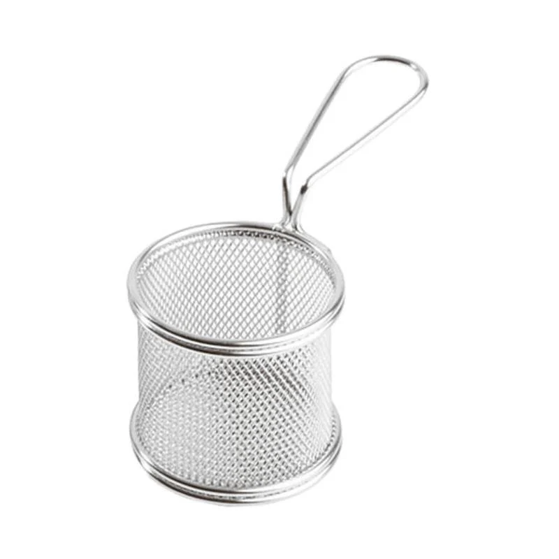 8 cm - Tableware Buffet & Display Cestello Porta Snack Rotondo In Acciaio Inox