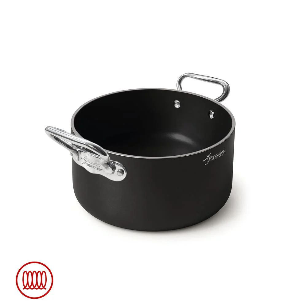 AlBlack 1907 Casseruola Alta Induzione In Alluminio Antiaderente 5mm Con 2 Maniglie Inox - Image 3