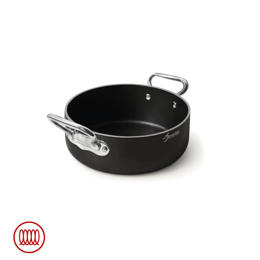 AlBlack 1907 Casseruola Bassa Induzione In Alluminio Antiaderente 5mm Con 2 Maniglie Inox - Image 2