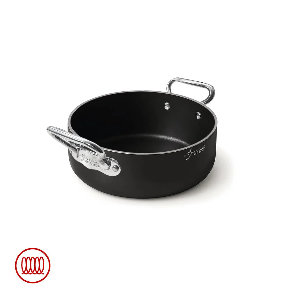 AlBlack 1907 Casseruola Bassa Induzione In Alluminio Antiaderente 5mm Con 2 Maniglie Inox - Image 3
