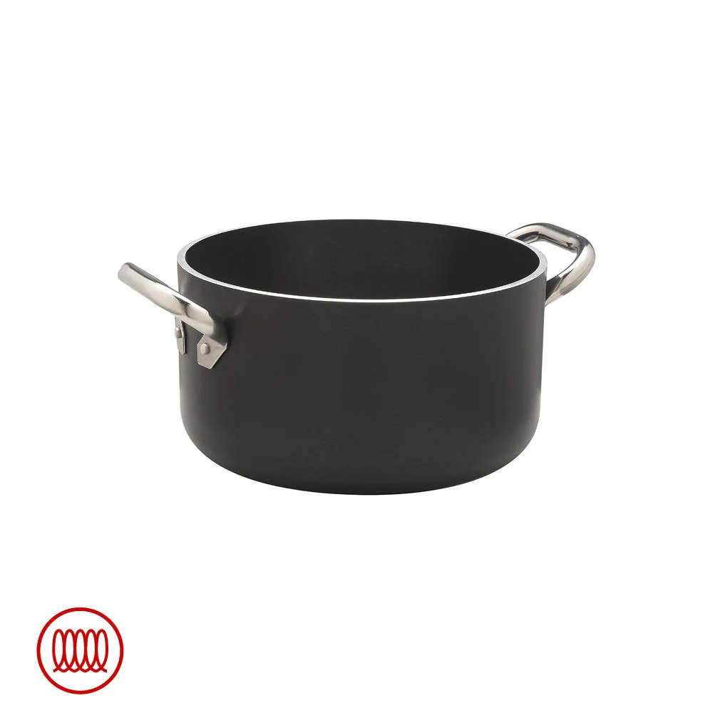 AlBlack Casseruola Alta Induzione In Alluminio Antiaderente 5mm Con 2 Maniglie Inox - Image 2