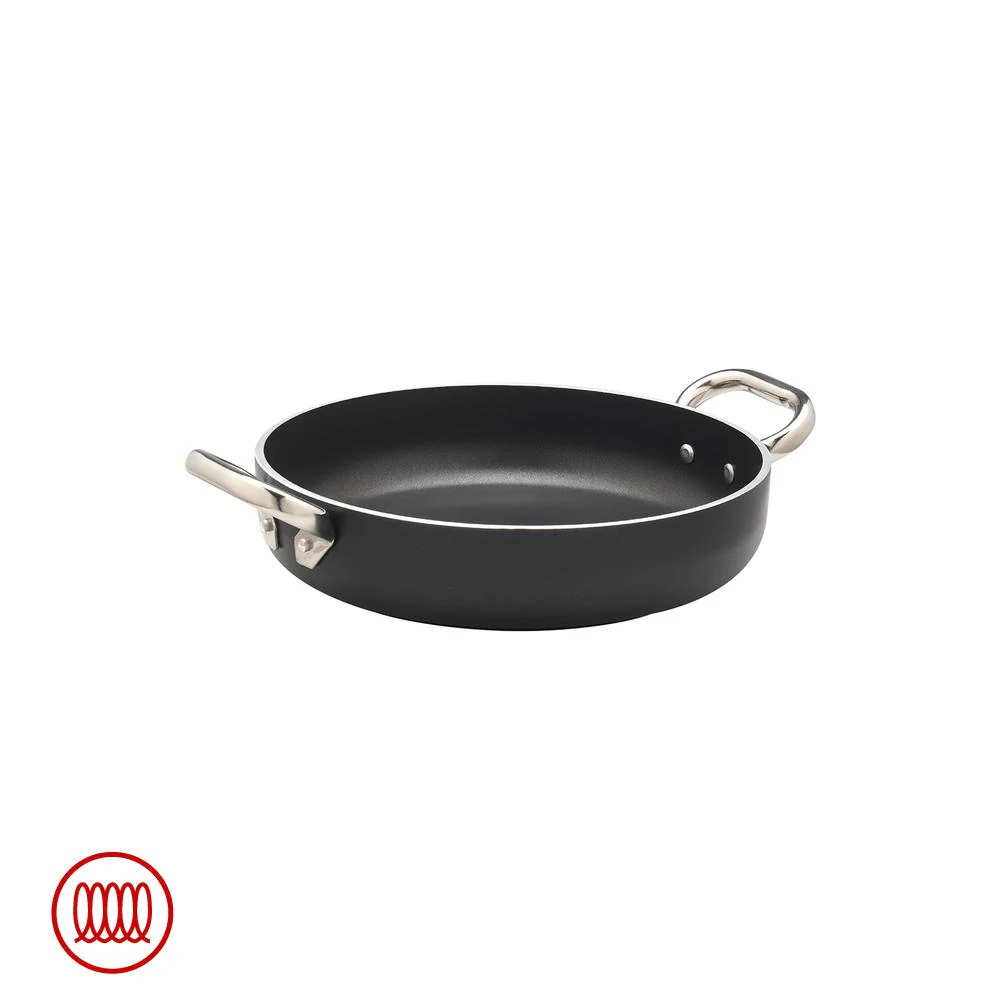 AlBlack Tegame Basso Induzione In Alluminio Antiaderente 5mm Con 2 Maniglie Inox - Image 2