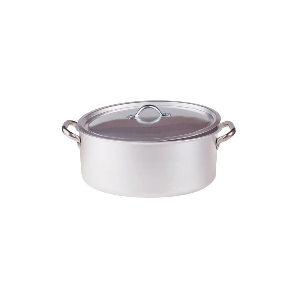 Alluminio 3mm Professionale Casseruola Alta Ovale Con Coperchio e 2 Maniglie Inox - Image 10