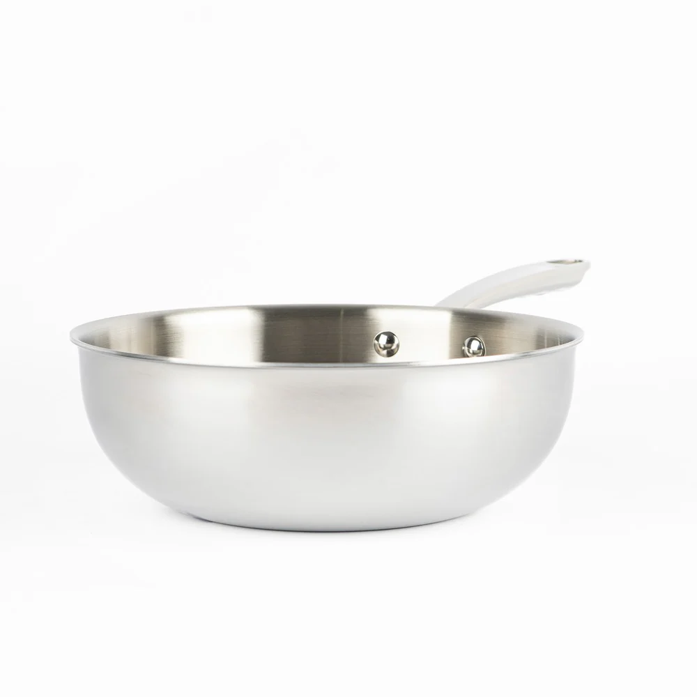 Alu-Inox 3-Ply Padella Alta Da Mantecatura Con Manico In AluInox Lucida - Image 4