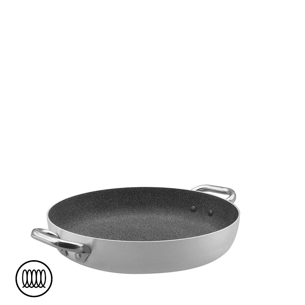 SharkSkin Tegame Basso In Alluminio Antiaderente Induzione Con 2 Maniglie Acciaio Inox - Image 4