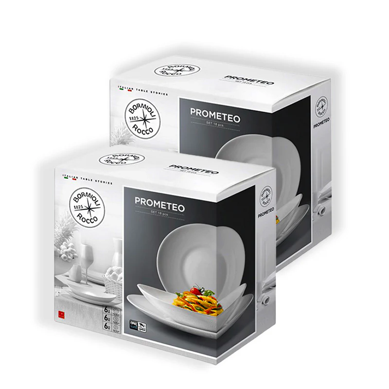 Prometeo Servizio Piatti In Vetro Opale - Set 36 Pz