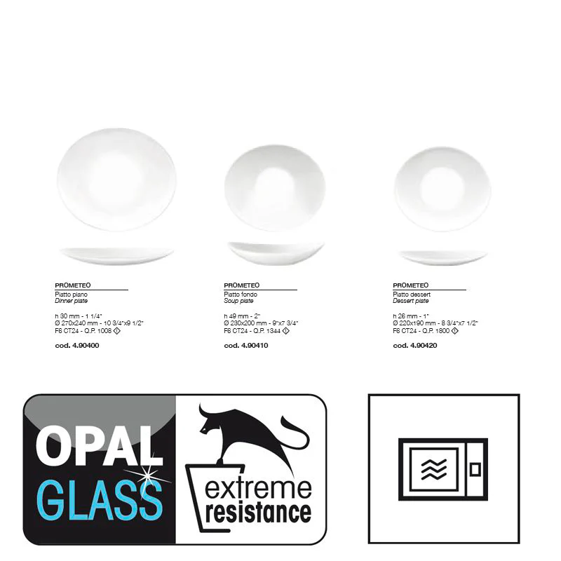 Prometeo Servizio Piatti In Vetro Opale - Set 36 Pz - Image 5